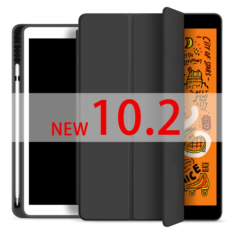 Для ipad чехол карандаш держатель Funda для ipad 6-го поколения для ipad Mini 5 ipad 10,2 / 9,7 чехол - Цвет: new black 10.2