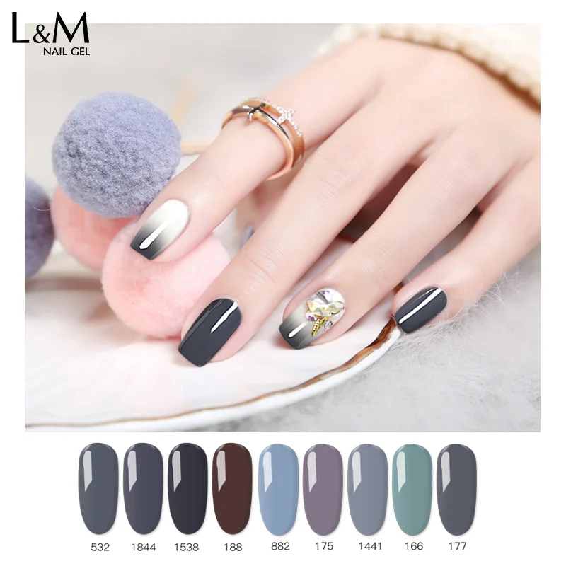 IDO 24Pcs/set High quality Grey Color Series Nail UV Nail Gel Varnish Semi Permanent Gel Polish Nails Last more than a month