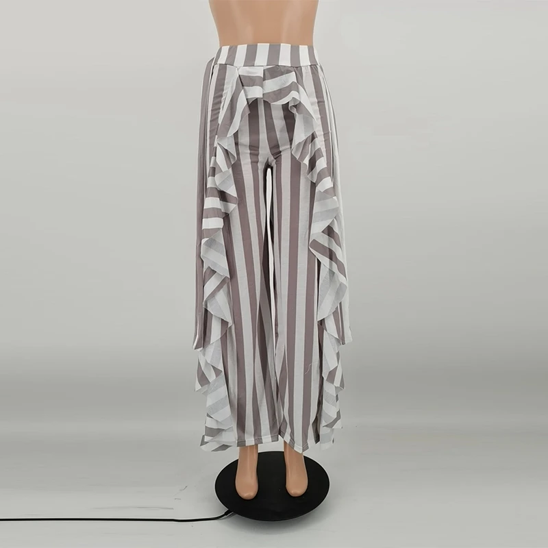 

Plus Size Striped Two Piece Summer Outfits Off Shoulder Crop Top Bandage Loose Pants Lounge Set Women Clothes Streetwear