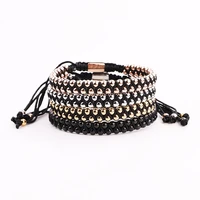 new fashion 4mm stainless steel beads cute design braided macrame bracelet men women jewelry gift