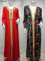 eid mubarak fashion muslim 2 pieces abaya set for women 2021dubai turkish arabic hijab dress and print kimono moroccan kaftan