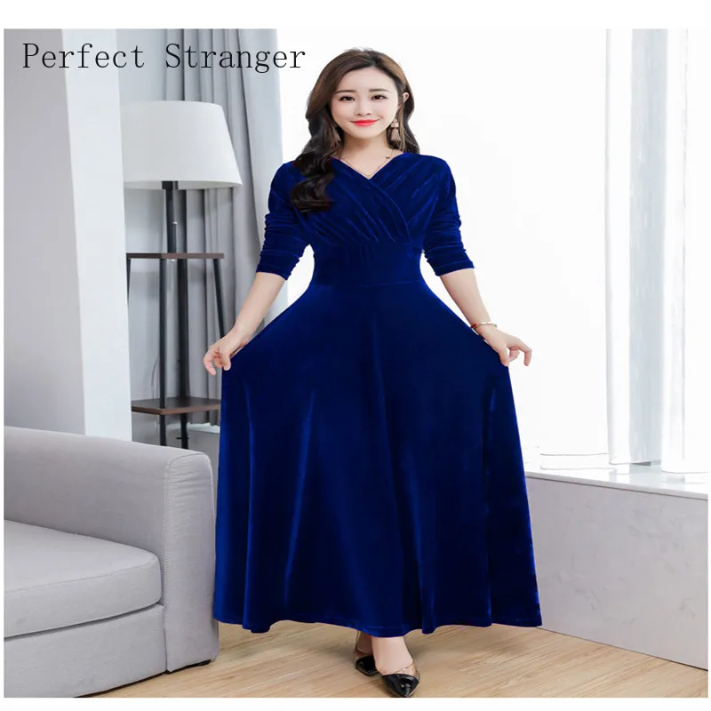 

Women Dress Vintage Autumn Winter New Arrival For 2021 Long Sleeve Female Clothes Long Velvet Dress Party Dress