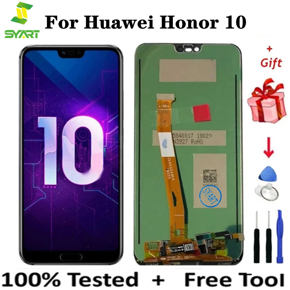 Купи Для Huawei Honor 10 ЖК-дисплей сенсорный дигитайзер сборка Замена для Huawei Honor 10 COL-AL00 COL-AL10 COL-L29 экран за 1,650 рублей в магазине AliExpress