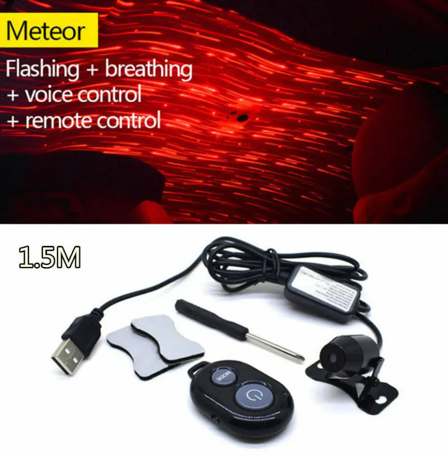 

Car Atmosphere Light Usb Starry Sky Lamp Decoration Star Ceiling Projection Lamp Laser Roof Interior Galaxy Lamp Music Sound