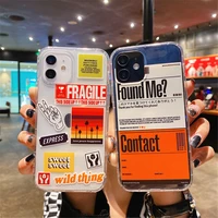 cute ins fashion simple japanese letter label phone case for iphone 11 pro x xs max xr 8 7 plus se2 silicon soft cover