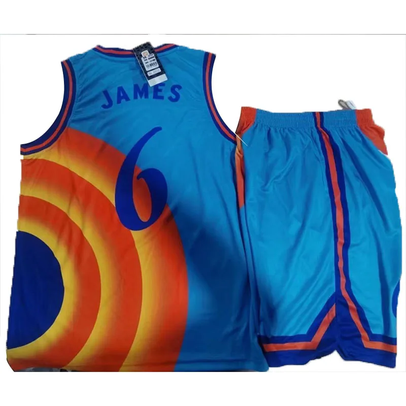 costume space jam james 6 movie tune squad basketball jersey set sports air slam dunk sleeve shirt singlet uniform free global shipping