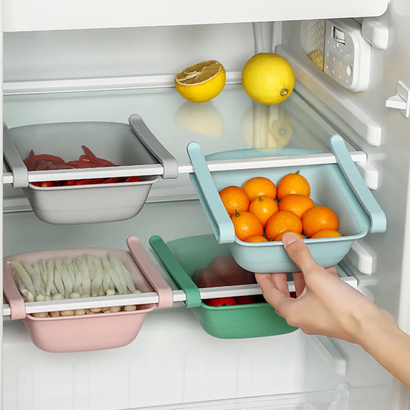 

Refrigerator Fresh Keeping Storage Rack Pull-out Clapboard Layer Holder Multifunctional Kitchen Sorting Box PI669