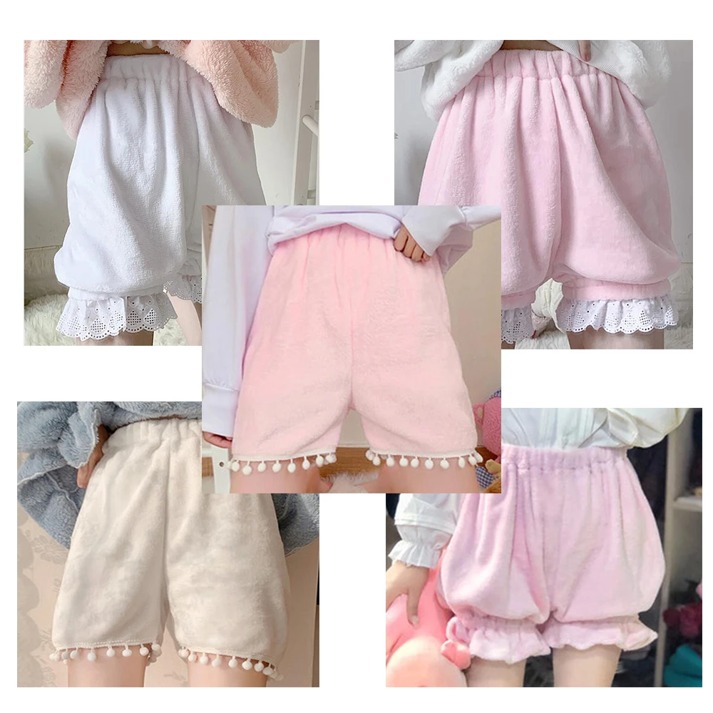 

Новые теплые белые хлопковые шаровары Loilita, кружевная отделка в форме сердца, карманная лента с бантом, Женский костюм горничной, аниме шаровары