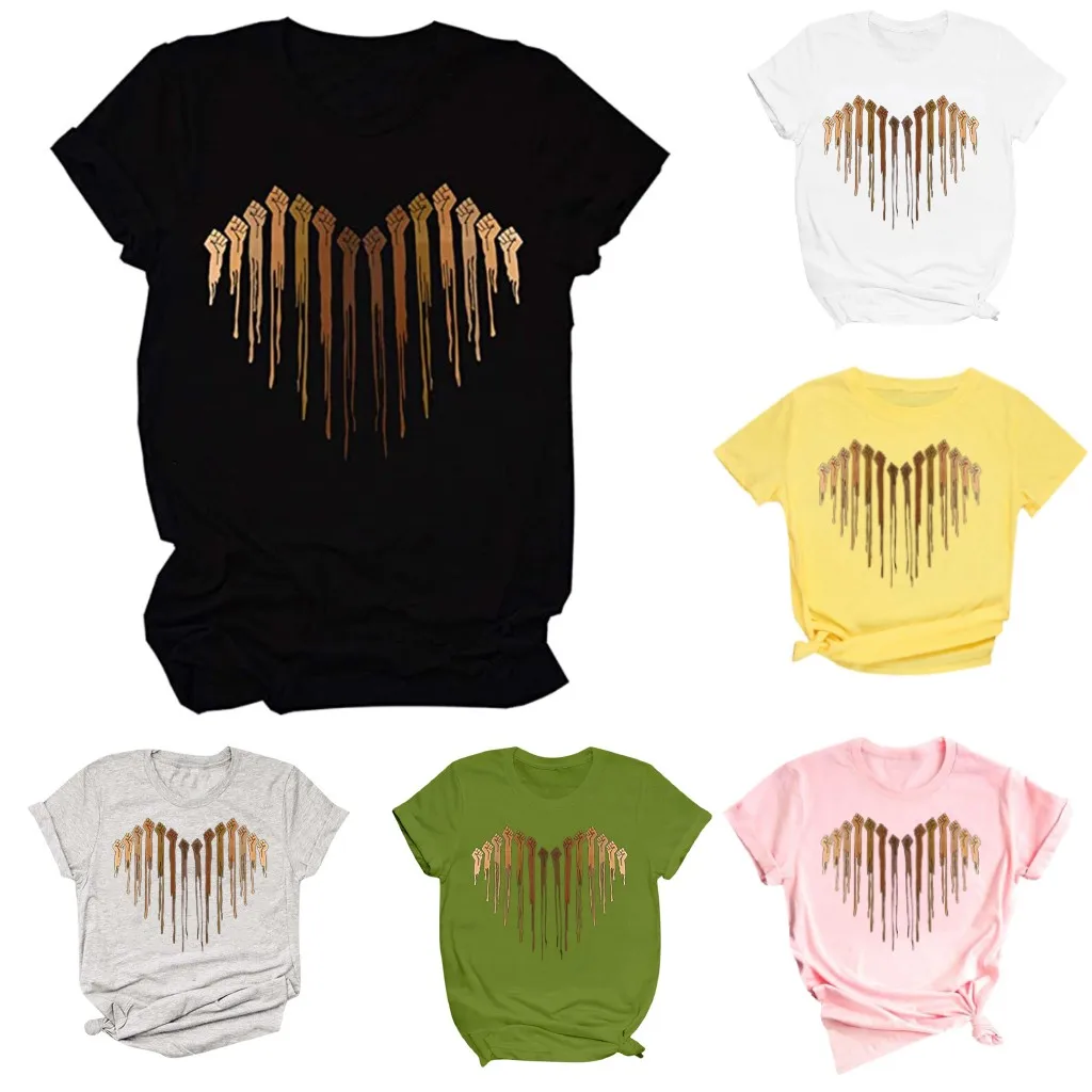 Женская футболка с круглым вырезом и принтом сердечек 25 #|Футболки| |