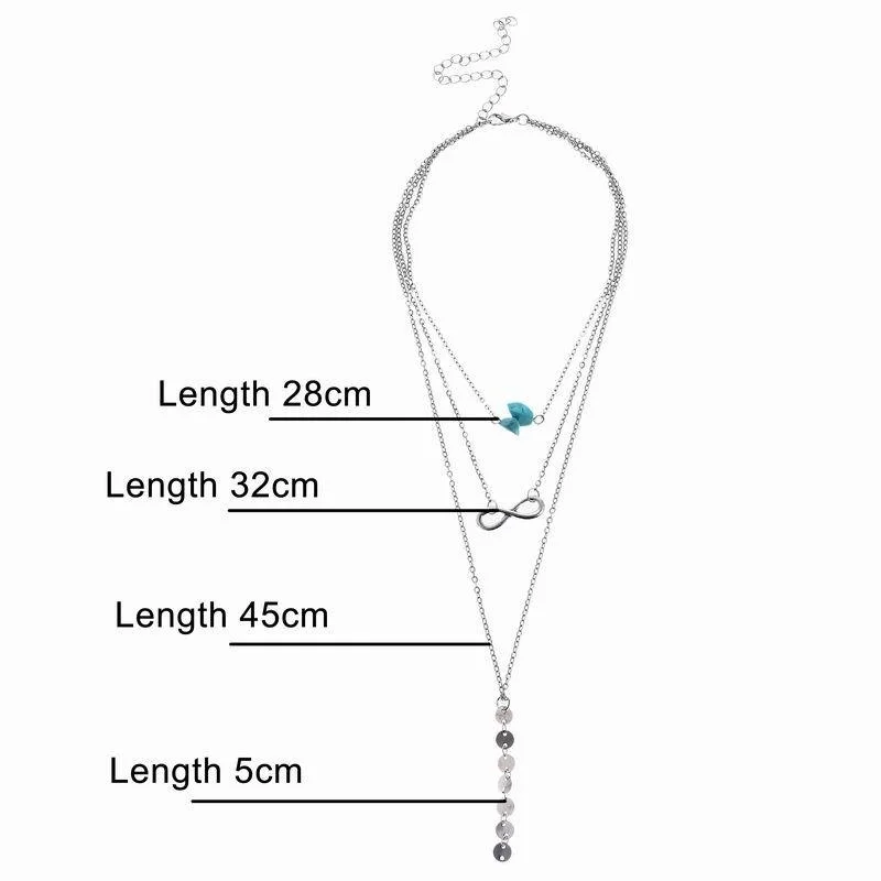 Бирюзовое многослойное ожерелье ed 3-слойное изысканное колье цепочка