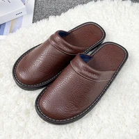 Plus Big Size Unisex Genuine Leather Slippers Waterproof Indoor House Brand Shoes Men Slippers 2022 New Man Women Slippers