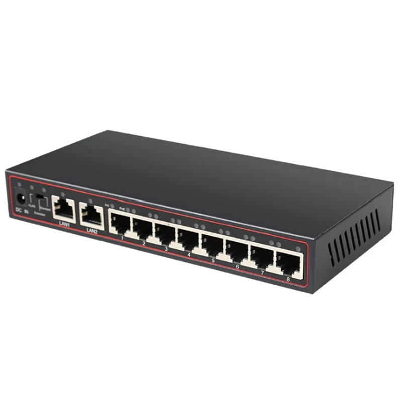 

10 Ports 2+8 PoE Switch Injector Network Switch Ethernet with 10/100Mbps Ports Suitable for IP Camera/Wireless AP/CCTV