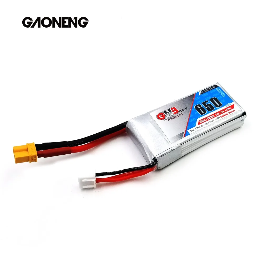 2 шт. Gaoneng GNB 650 мАч 7 4 В 80C/160C 2S1P Lipo батарея с разъемом XT30 JST для FPV Racing Drone оси RC Quadcopter