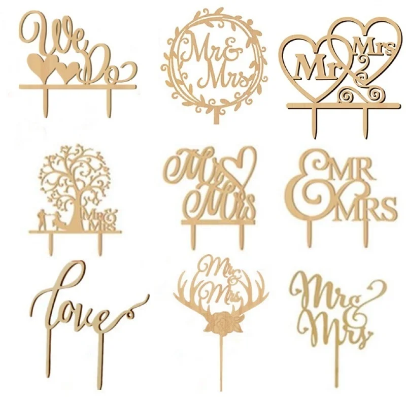 Свадебный торт Топпер декоративные Персонализированные Деревянный С Днем