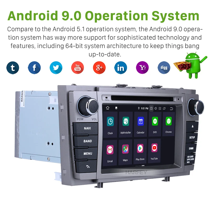 Распродажа стерео dvd-плеер gps навигация Android 9 0 радио для 2008 2009 2010-2013 Toyota Avensis