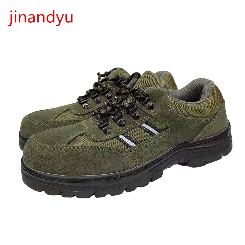 

Men Safety Shoes Non-slip Puncture-Proof Security Work Shoes with Steel Toe Cap Breathable Cow Suede Boots Male Working Shoes