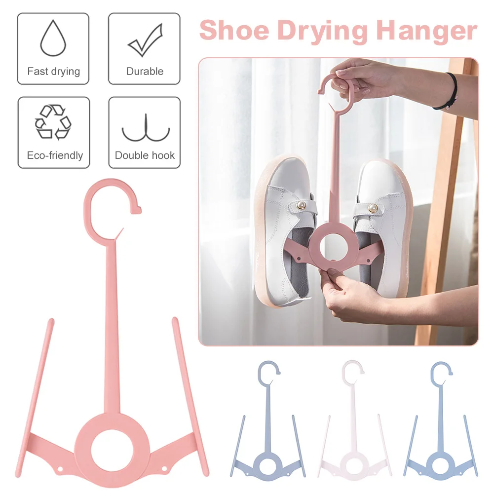 

Home Shoes Hanger Plastic Drying Rack Space Saving Stackable Double Hook Shoes Hook For Home Storage Accessories Tools
