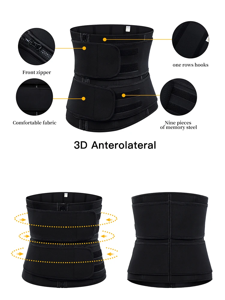 Высокая компрессия Молния Талии Тренажер Неопреновый Пояс потеря веса Cincher