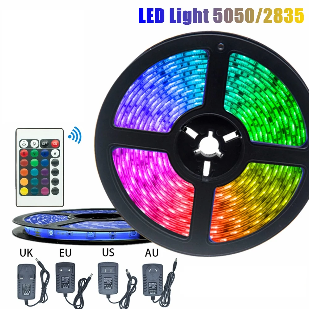 Неоновый светодиодный свет Цветной огни 24-ключами Управление RGB5050 гибкая лента Водонепроницаемый DC 12V Светодиодный светильник украшение для стен