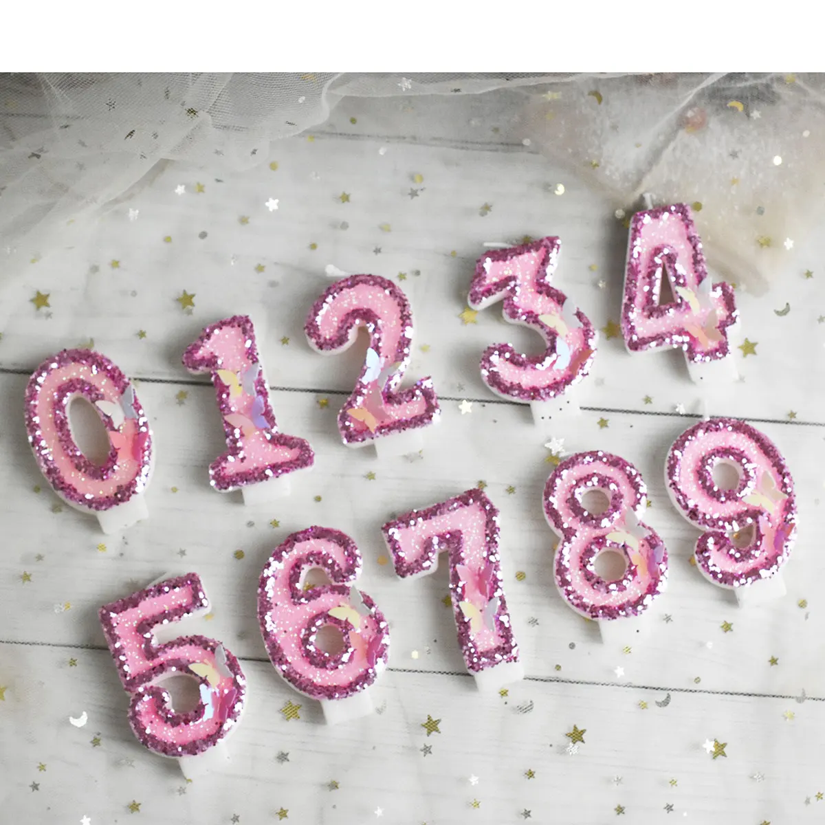 Свадебная Принцесса Бабочка Свеча Торт Топпер Украшение Number0-9 Десертное