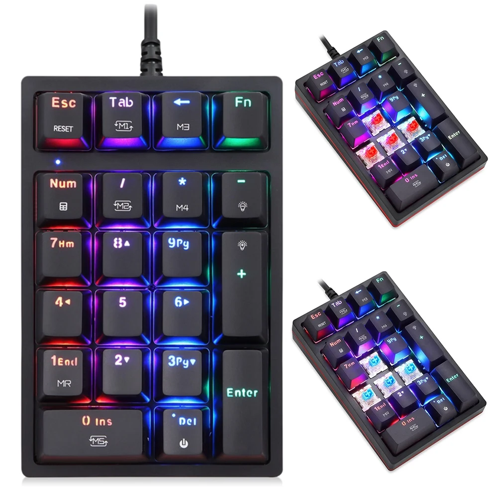 K24 USB Wired Mechanical Numeric Keypad 21 Keys Mini Numpad RGB Backlight Keyboard Extended Layout | Компьютеры и офис