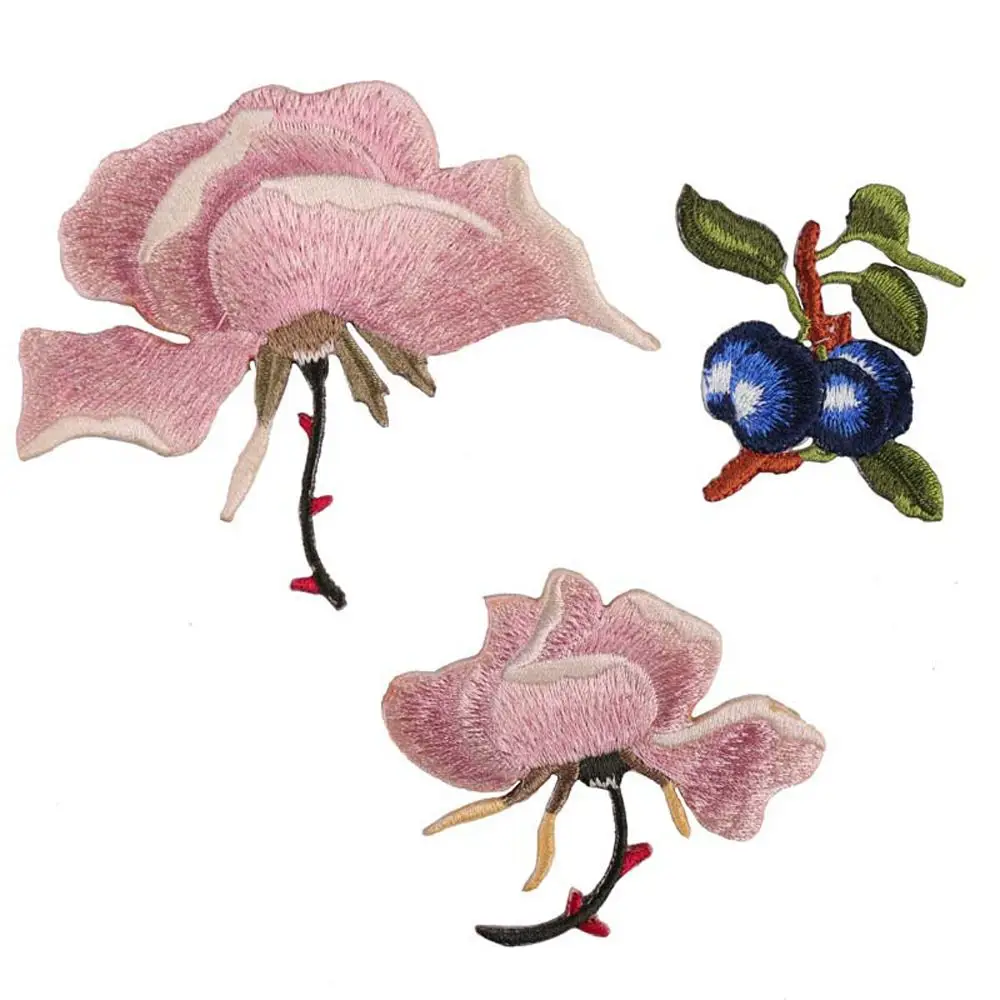 1pc Flower Embroidery Patches Iron On Sew Fabric Sticker Rose Shape Clothes Decor Appliques Craft Sewing Accessories | Дом и сад