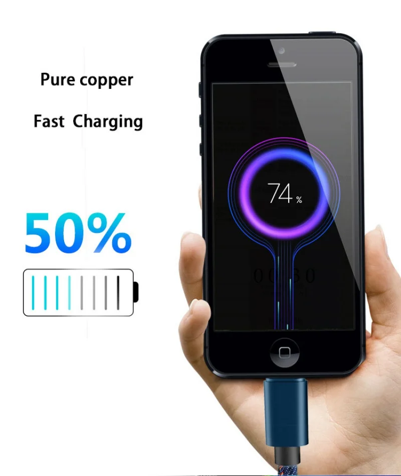 Кабель USB Type C в нейлоновой оплетке для быстрой зарядки iPhone 1 м 2 м|Кабели мобильных