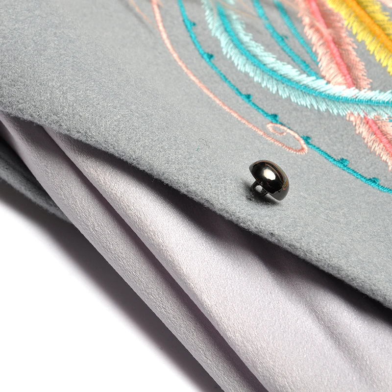 

Gedivoen Spring Summer Fashion Patchwork Feathers Embroidery Animal blazer Tops Bust Skirt 2 Piece Set Women Suit