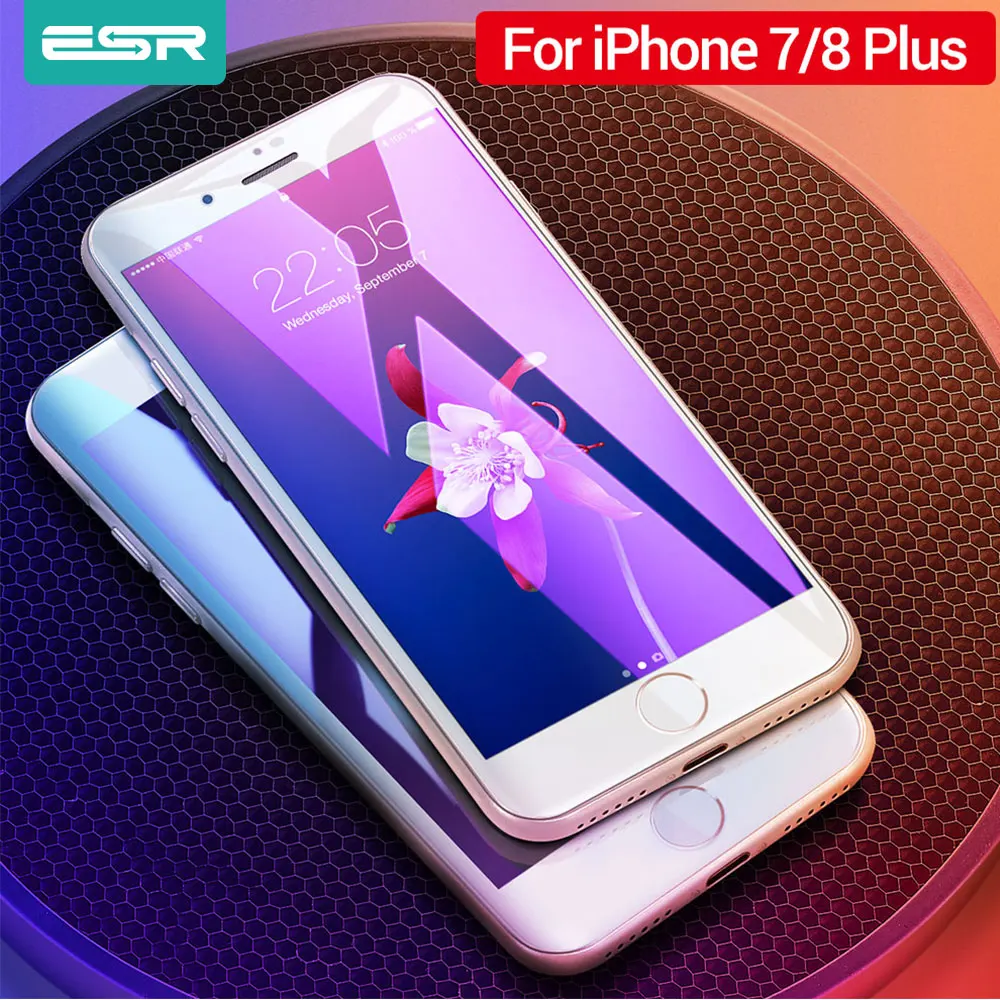ESR закаленное стекло для iPhone 7 8 Plus защита экрана Белый Черный полное покрытие