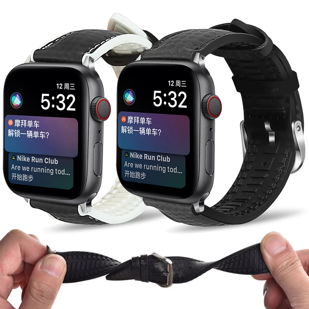 Ремешок для часов для Apple Watch series 5/4/3/2/1 Спорт на открытом воздухе силиконовый кожаный браслет, 42 мм, 38 мм, версия 5 представитель пояса для Аксессуары для iwatch