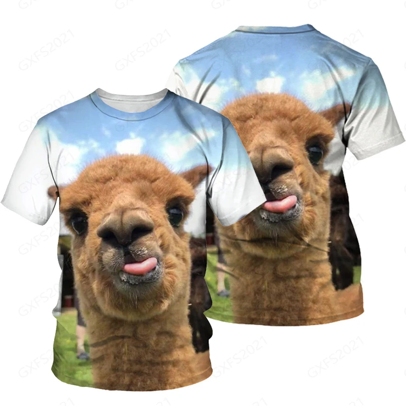 

Men's New Summer Animal Cute Alpaca 3D Printed T-Shirt Women's Oversized T-Shirt Fashion Funny Street Wear High Quality 6xl