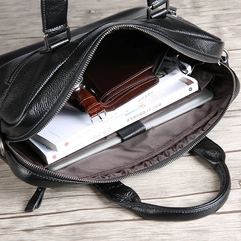 

New First Layer Leather Men's Handbag Messenger Shoulder New Leather Men's Bag Business Briefcase Horizontal Large Capacity