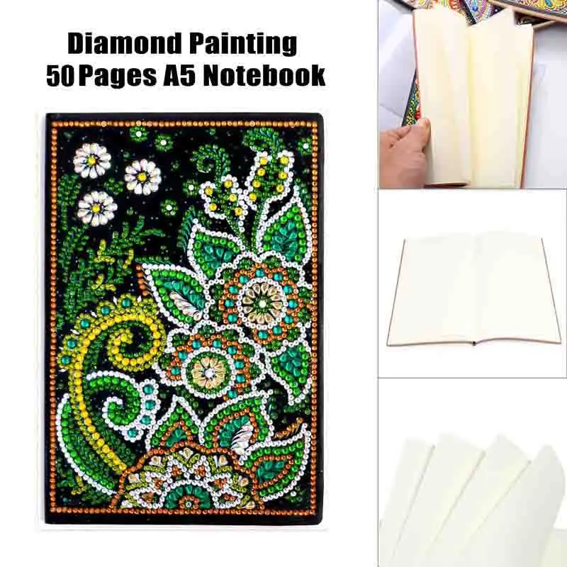 

50 страниц Алмазный альбом для рисования самодельные цветы алмаз особенной формы вышивка крестиком A5 блокнот дневник Книга
