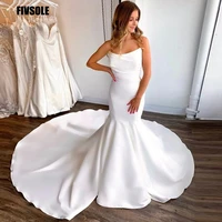 fivsole bohemian satin wedding dress 2022 sleeveless simple high quality sexy bridal gowns country marriage party dresses