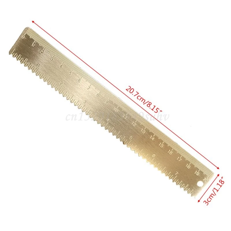 

OOTDTY 20cm Brass Wave Straight Ruler Bookmark Cartography Painting Measuring School
