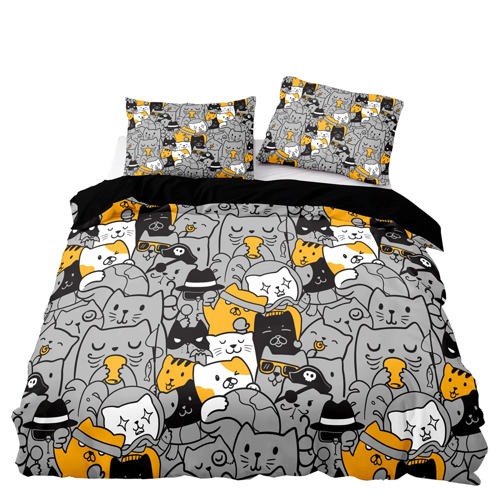 

Cartoon Style Funny Animals Pattern Duvet Cover Set With Pillowcase,140x200 Quilt Cover,228×228 Blanket Cover,King Bedding Set