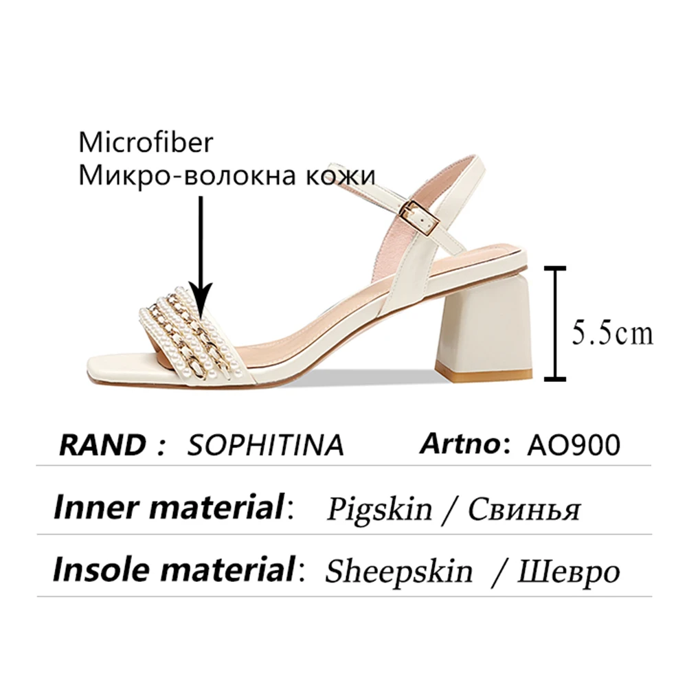 

SOPHITINA Women Sandals Casual Green Pearl Genuine Leather Handmade Sandals Buckle Strap All-Match Fashion Lady Shoes AO900