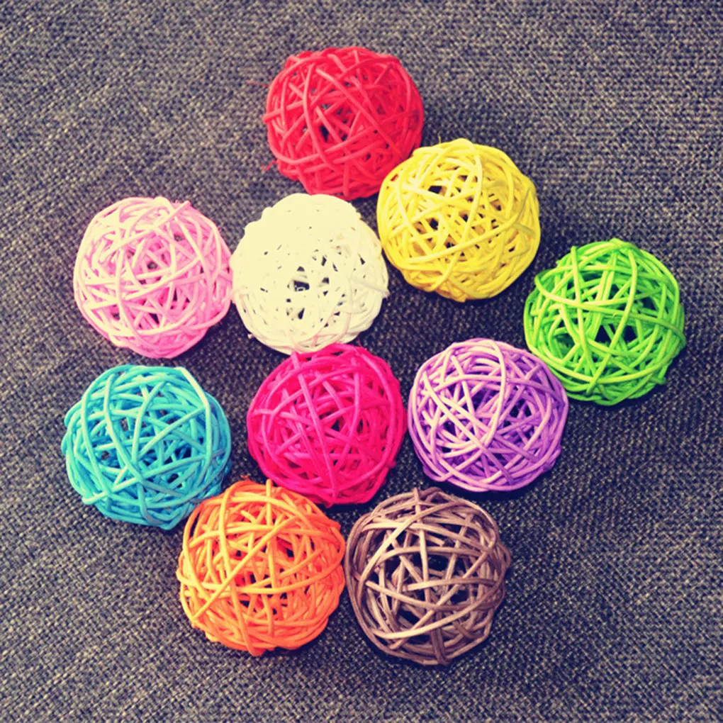 

10pcs 3cm Artificial Straw Ball Rattan Ball Christmas Decors Kindergarten Hanging Ornament Birthday Party Wedding Decoration