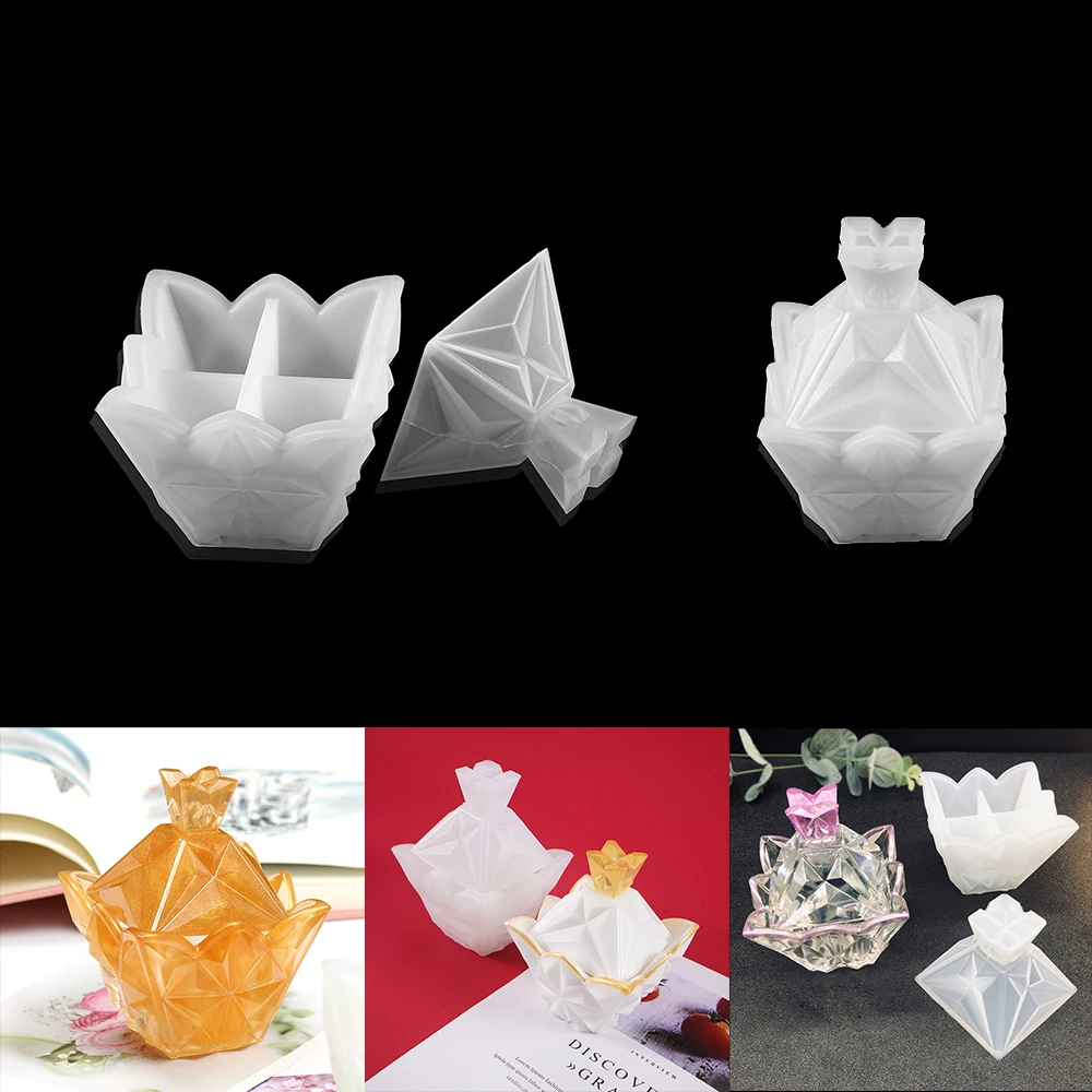 

1Set 3D Pyramid Diamond Jewelry Storage Box Casting Mould Silicone Mold Epoxy Resin Mold for DIY Crafts Bead Pendant Accessories