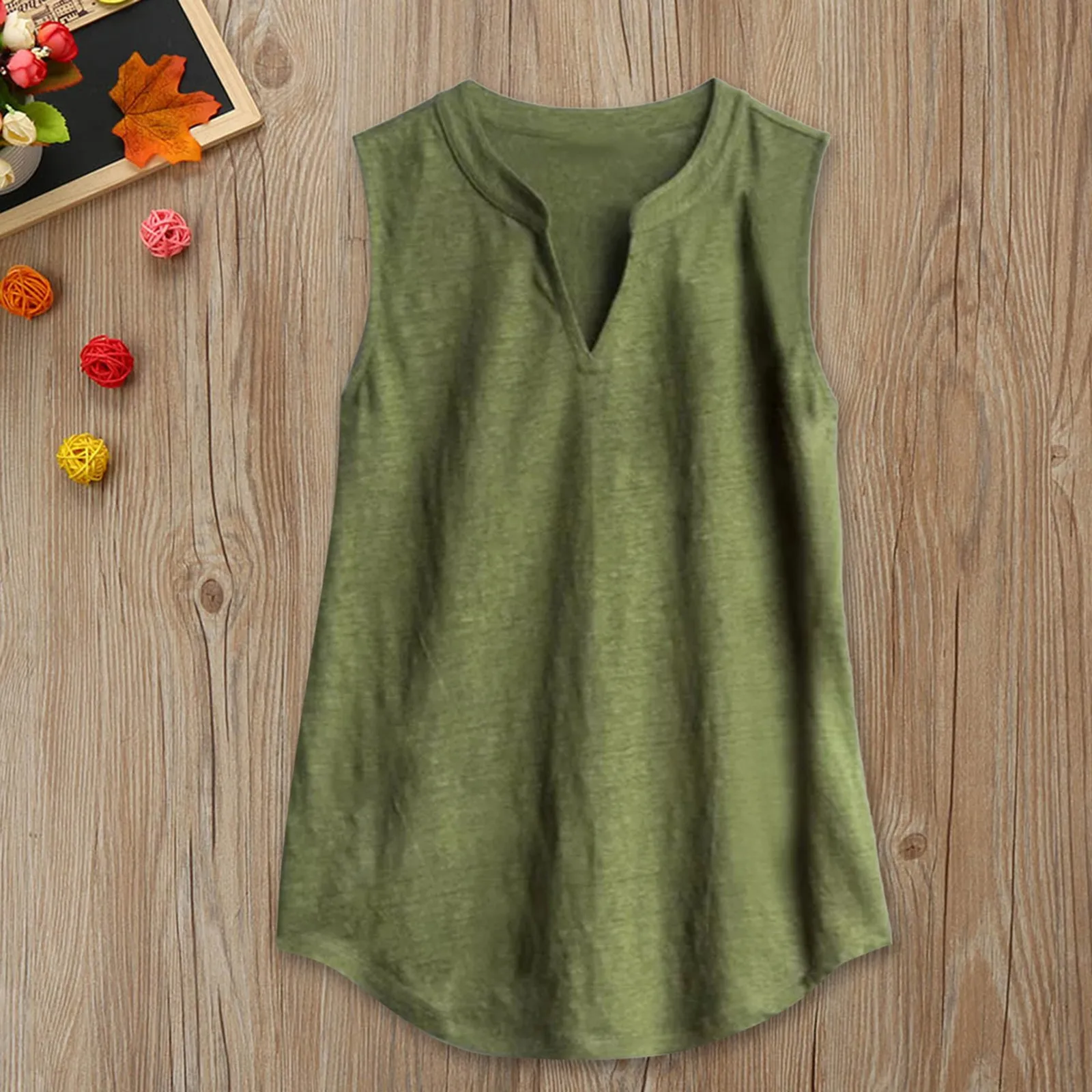 

Green Linen Top Women Summer Blouse Sleeveless Casual Loose Vests Tunics Feminina Verao 2021