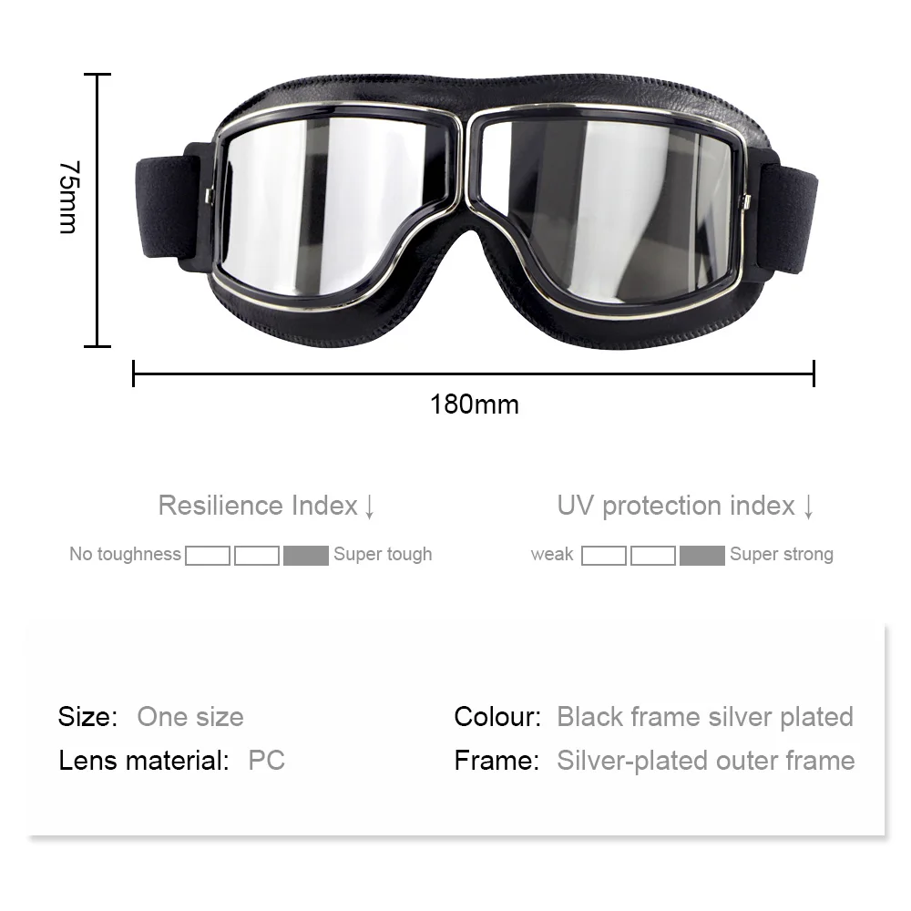 Универсальные винтажные очки для мотоциклов скутеров байкеров черные