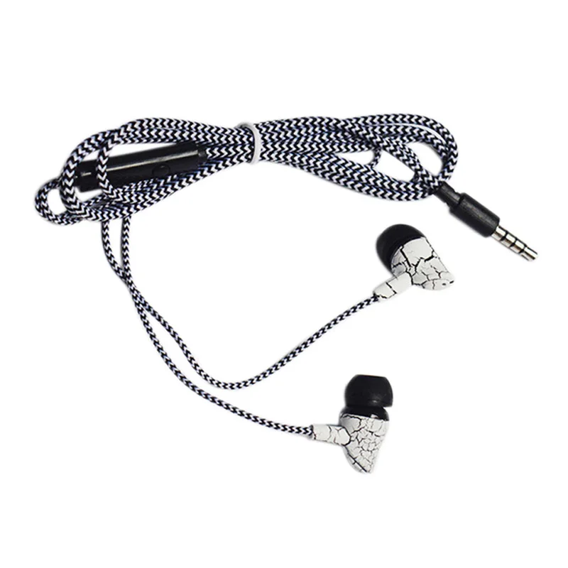 Трещина Плетеный Проводная гарнитура красочные наушники-вкладыши с микрофоном
