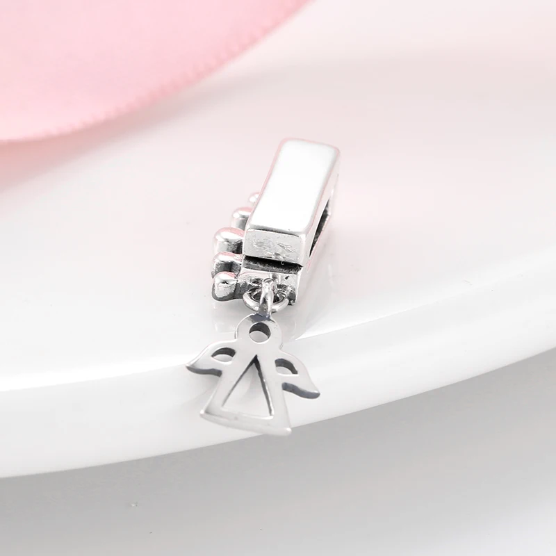 Ангел Аура 925 пробы серебряные клипсы подвески бусины с CZ Fit оригинальный