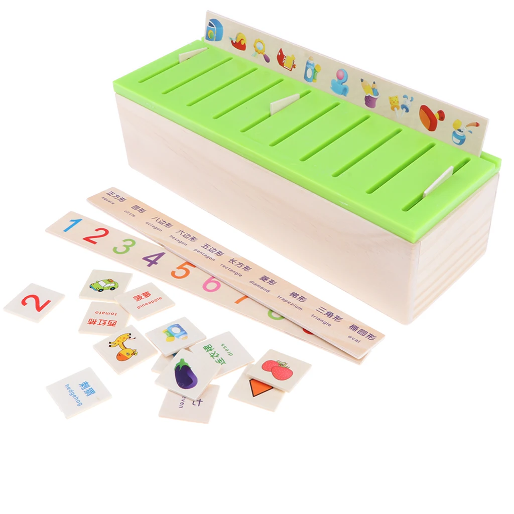 

Wooden Shape Sorter Toy with Sliding Lid & Assorted Puzzle Pieces - Classic Montessori Educational Sensory Toy