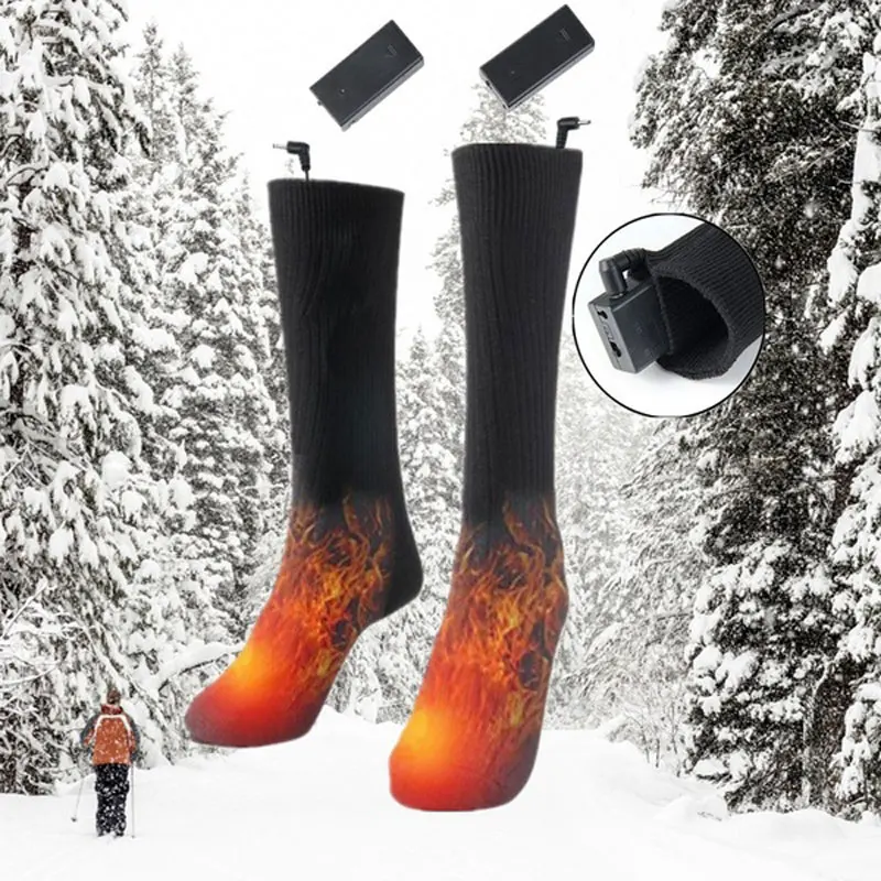 5AA Lithium Battery Upgrade Heating Socks Rechargeable Adjustable Electric Double Layer Warm Heated | Тематическая одежда и
