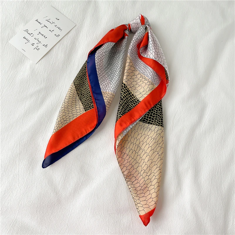 

Elegant Print Headscarf Silk Shawl Headband Foulard Hair Wrap Neckerchief Female Satin Square Scarf For Women Hijab 2022 Bandana