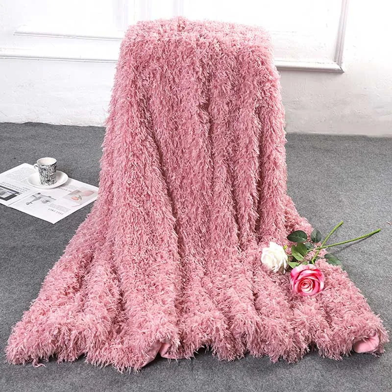 pink Мягкое меховое одеяло для кровати, длинное мохнатое пушистое ПВ бархатное покрывало на диван, зимнее теплое уютное пушистое шерстяное одеяло s, покрывало для кровати - Цвет: pink