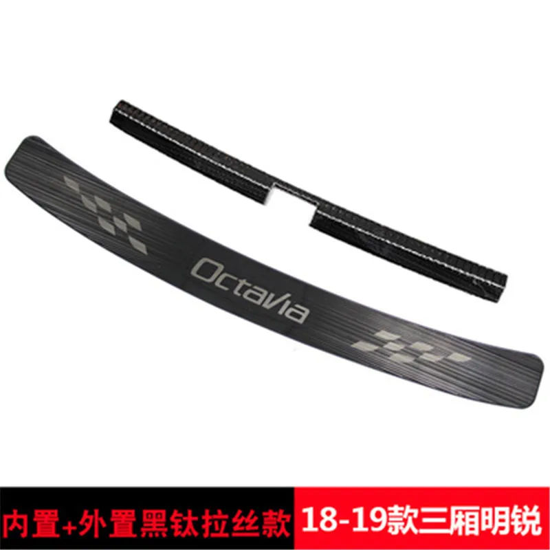 

for 2015-2019 Skoda Octavia A7 rear styling Rear Bumper Protector Sill Trunk Rear guard Tread Plate Pedals Car Stickers Overlay