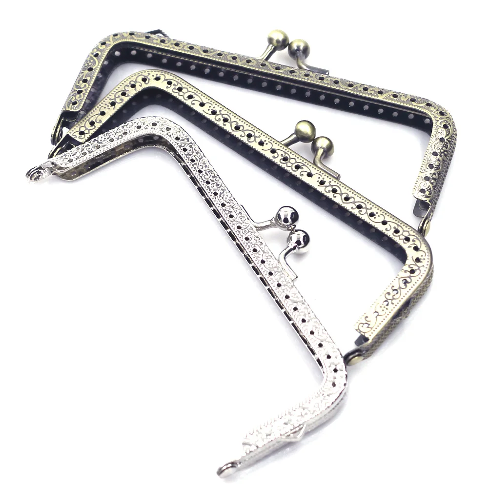 

20PCS 12.5cm Square Purse Pouch Bag Frames Kiss Clasps Buckle Handbag Handle Sewing Holes Handmade Crafts Hardware Accessories