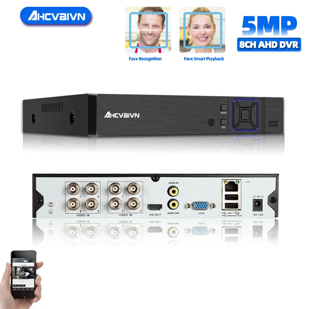 

4 и 8 каналов 1080P 5MP 6 в 1 DVR видеорегистратор для AHD камеры аналоговая камера IP камера P2P NVR cctv система DVR H.265 4ch 8ch